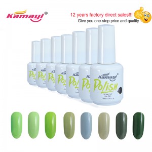 Kamayi Venda Quente 15 ml Profissional Orgânico Uv Cor Gel Polonês Verde Estilo Gel Polonês Para Nail Art